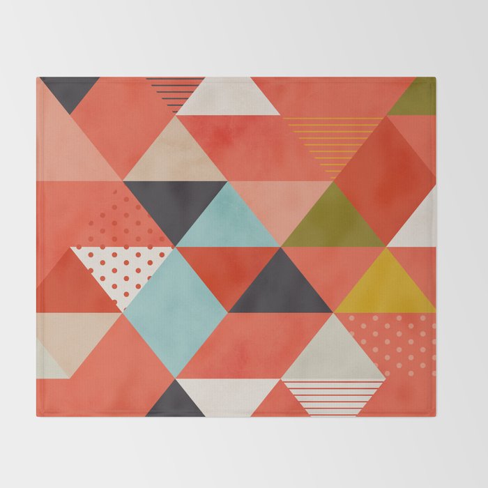 coral geometry Throw Blanket Gallery Image 2
