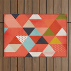 coral geometry Outdoor Rug Gallery Image 1