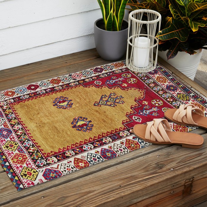 Kurdish East Anatolian Prayer Rug Print Outdoor Rug Gallery Image 2