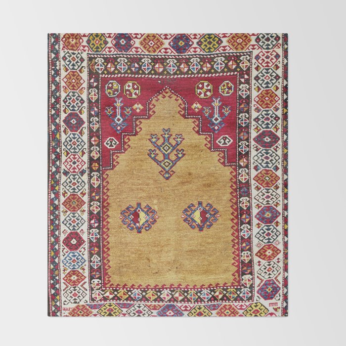 Kurdish East Anatolian Prayer Rug Print Throw Blanket Gallery Image 2