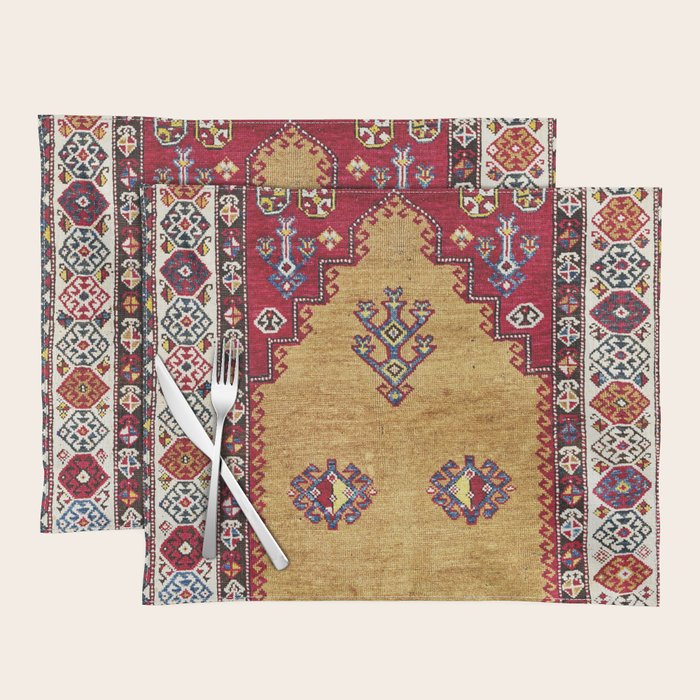 Kurdish East Anatolian Prayer Rug Print Placemat Gallery Image 1