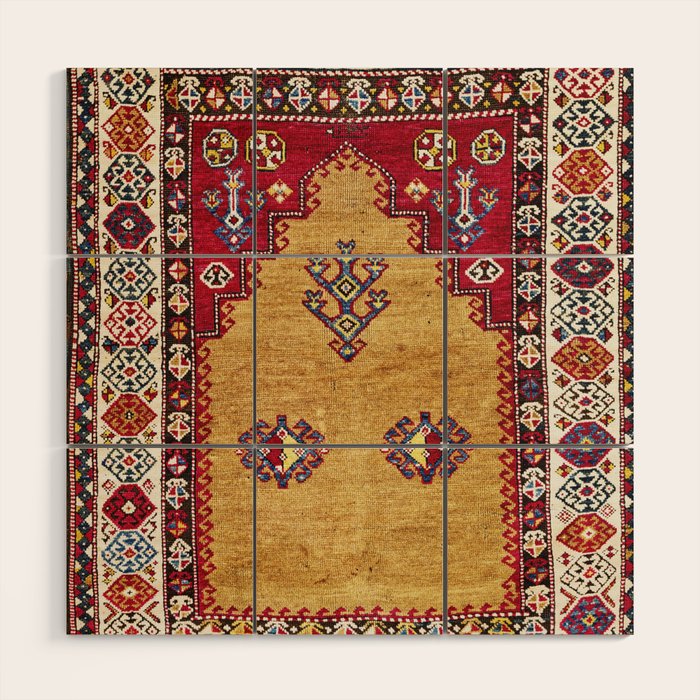 Kurdish East Anatolian Prayer Rug Print Wood Wall Art Gallery Image 1