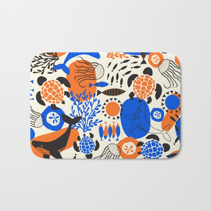 Ocean Love Whale Underwater Abstract Pattern #oceanlove #oceanpattern #oceanlife #savetheocean Bath Mat Gallery Image 1