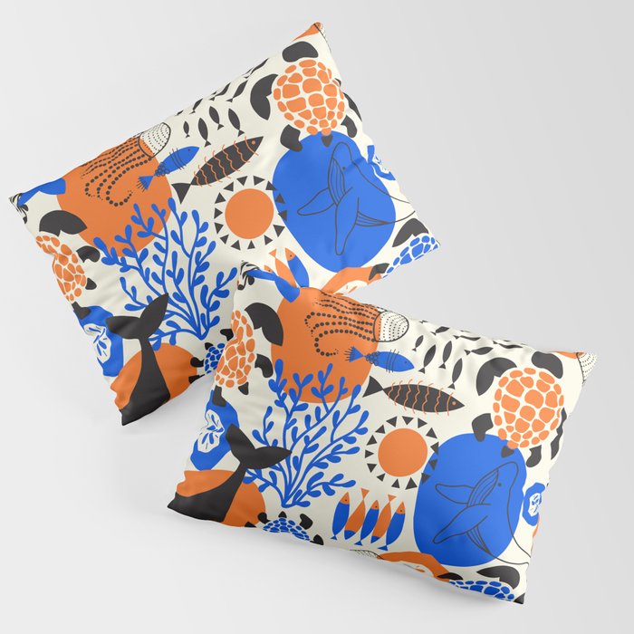 Ocean Love Whale Underwater Abstract Pattern #oceanlove #oceanpattern #oceanlife #savetheocean Pillow Sham Gallery Image 3