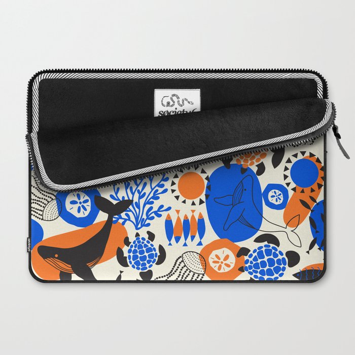 Ocean Love Whale Underwater Abstract Pattern #oceanlove #oceanpattern #oceanlife #savetheocean Laptop Sleeve Gallery Image 2