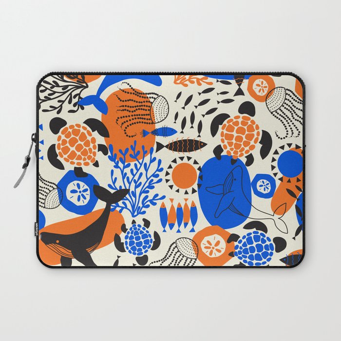 Ocean Love Whale Underwater Abstract Pattern #oceanlove #oceanpattern #oceanlife #savetheocean Laptop Sleeve Gallery Image 1