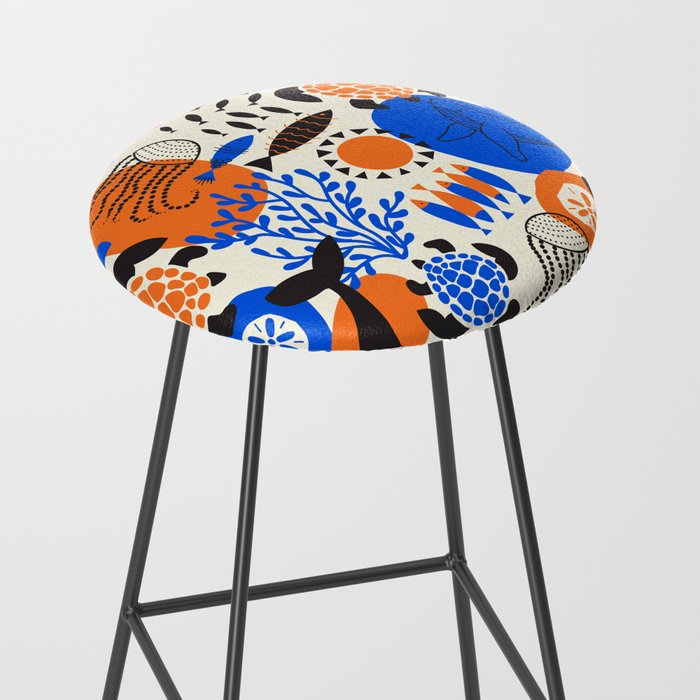 Ocean Love Whale Underwater Abstract Pattern #oceanlove #oceanpattern #oceanlife #savetheocean Stool Gallery Image 2