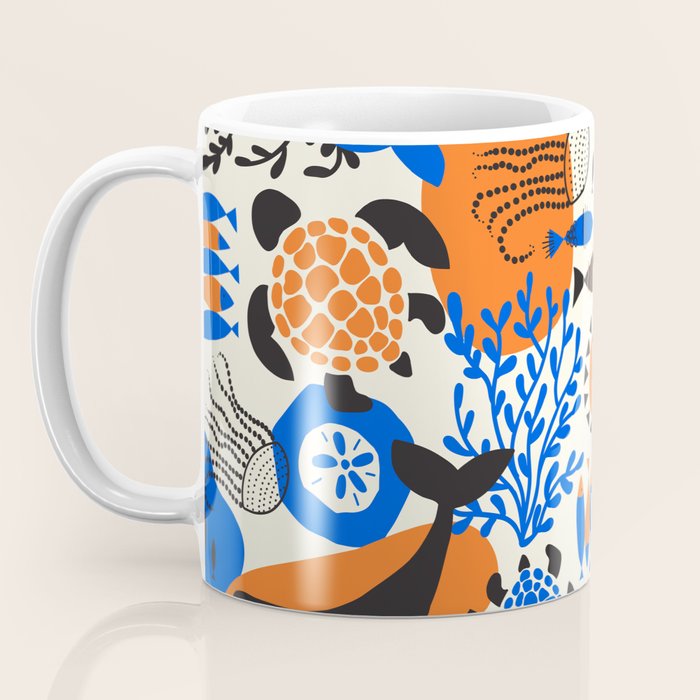 Ocean Love Whale Underwater Abstract Pattern #oceanlove #oceanpattern #oceanlife #savetheocean Coffee Mug Gallery Image 3