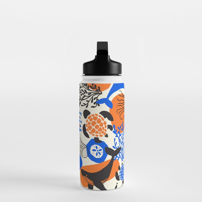 Ocean Love Whale Underwater Abstract Pattern #oceanlove #oceanpattern #oceanlife #savetheocean Water Bottle Gallery Image 3