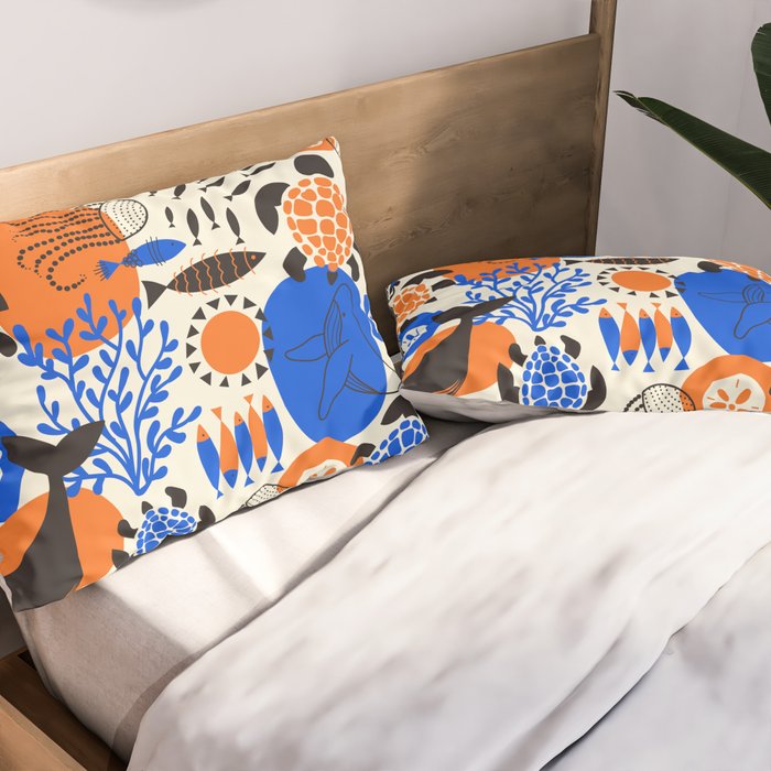 Ocean Love Whale Underwater Abstract Pattern #oceanlove #oceanpattern #oceanlife #savetheocean Pillow Sham Gallery Image 2