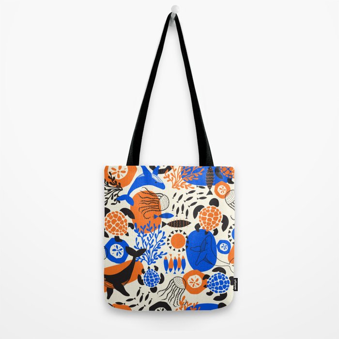 Ocean Love Whale Underwater Abstract Pattern #oceanlove #oceanpattern #oceanlife #savetheocean Tote Bag Gallery Image 2