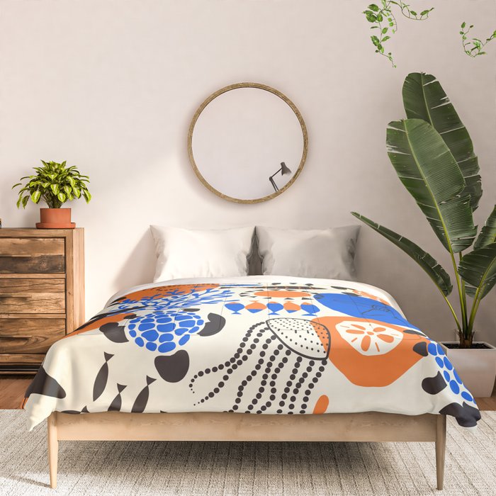 Ocean Love Whale Underwater Abstract Pattern #oceanlove #oceanpattern #oceanlife #savetheocean Comforter Gallery Image 3