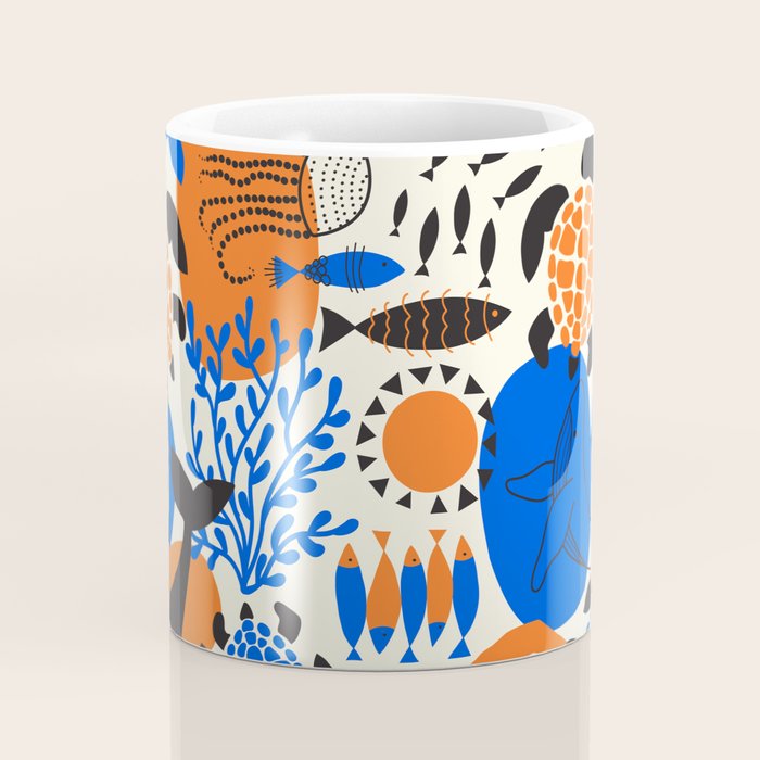 Ocean Love Whale Underwater Abstract Pattern #oceanlove #oceanpattern #oceanlife #savetheocean Coffee Mug Gallery Image 4