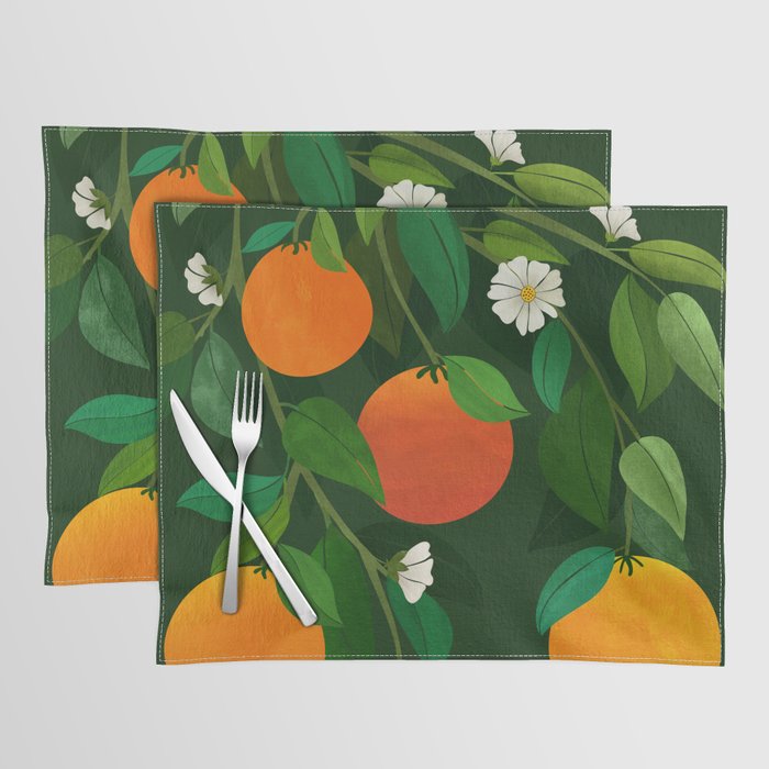 Oranges and Blossoms Botanical Illustration Placemat Gallery Image 1