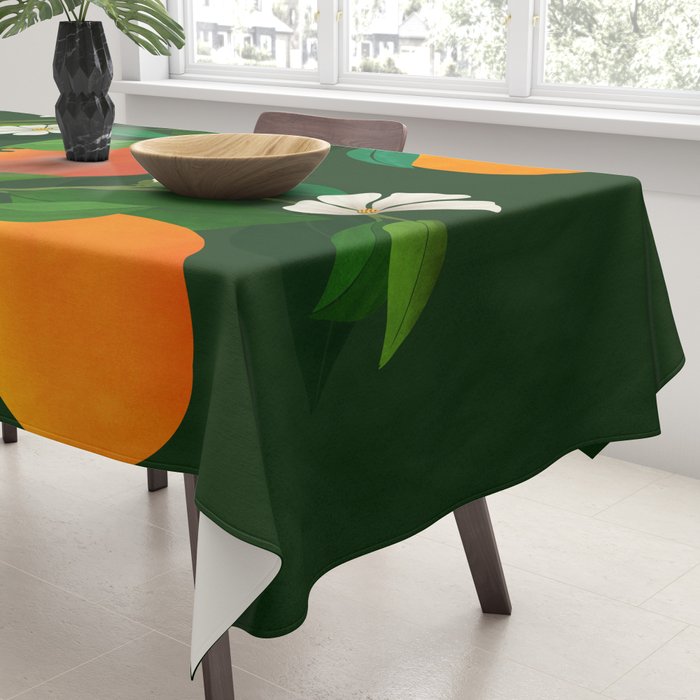 Oranges and Blossoms Botanical Illustration Tablecloth Gallery Image 3