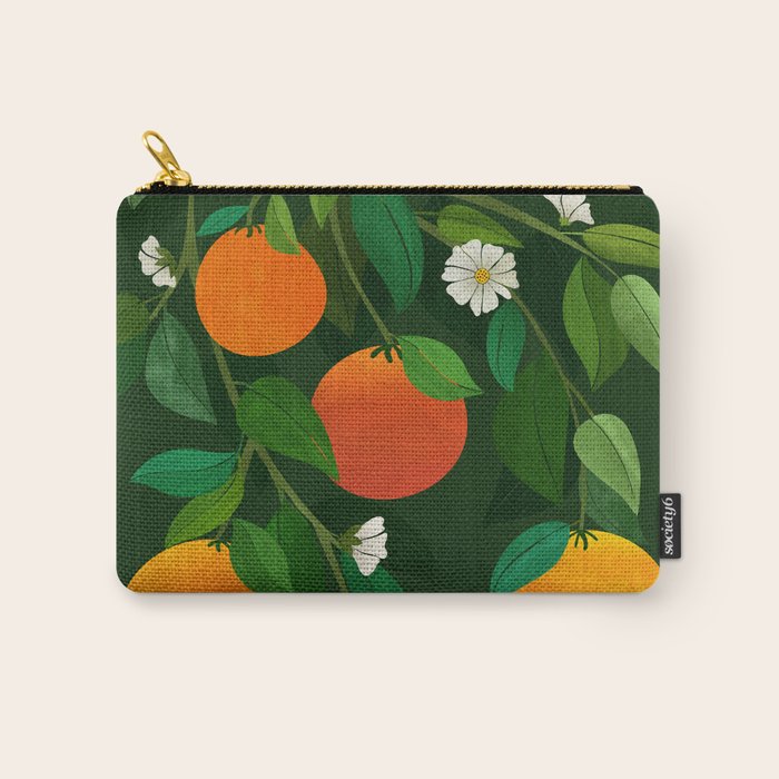 Oranges and Blossoms Botanical Illustration Carry All Pouch Gallery Image 1