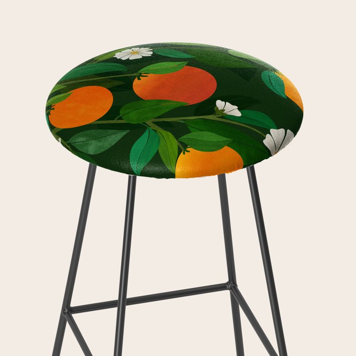 Oranges and Blossoms Botanical Illustration Stool Gallery Image 2
