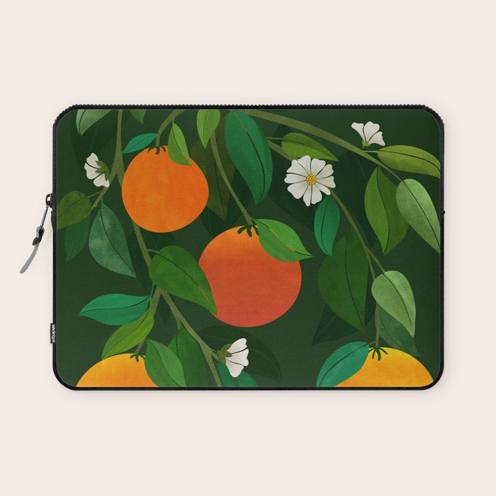 Oranges and Blossoms Botanical Illustration Laptop Sleeve Gallery Image 1