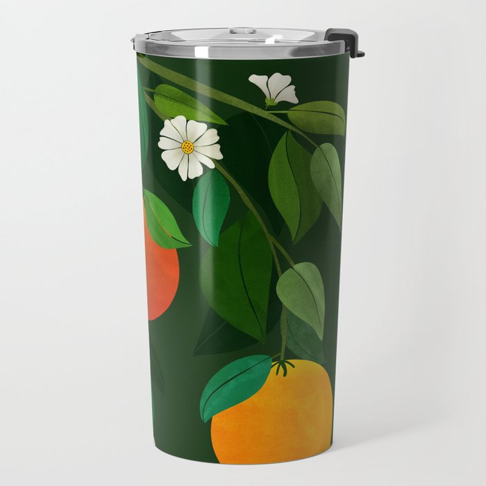Oranges and Blossoms Botanical Illustration Travel Mug Gallery Image 2