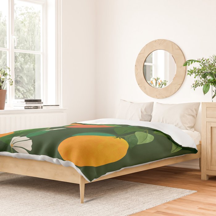 Oranges and Blossoms Botanical Illustration Duvet Cover Gallery Image 2