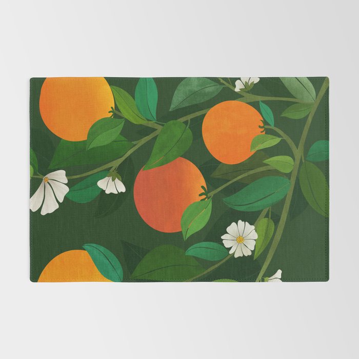 Oranges and Blossoms Botanical Illustration Rug Gallery Image 2