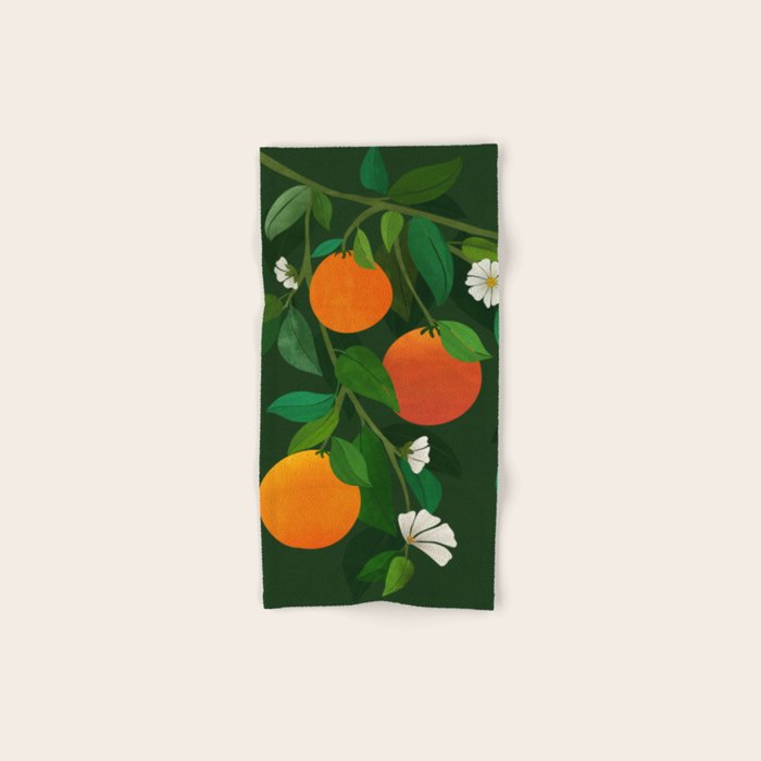 Oranges and Blossoms Botanical Illustration Bath Towel Gallery Image 1