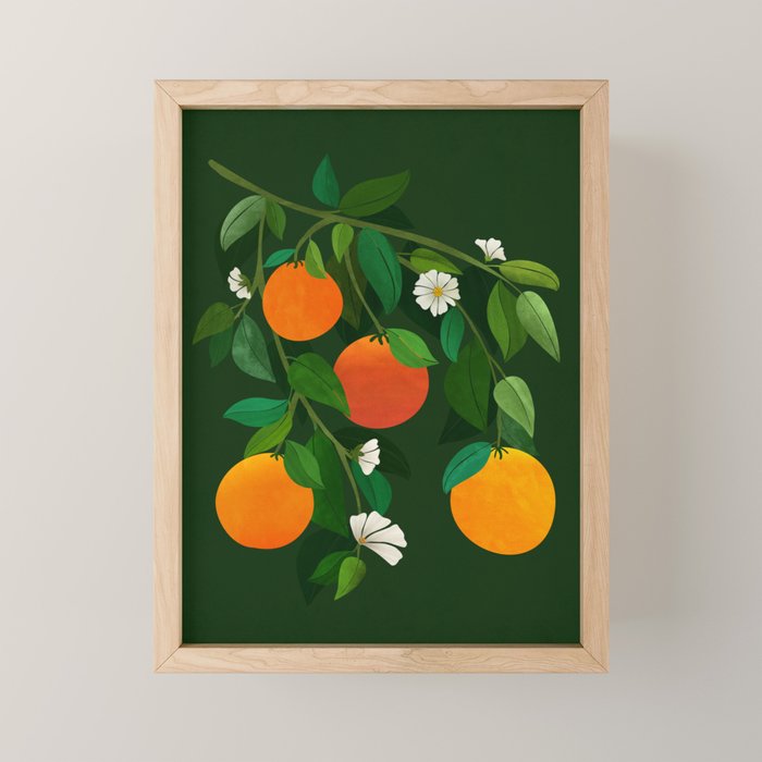 Oranges and Blossoms Botanical Illustration Mini Art Print Gallery Image 1