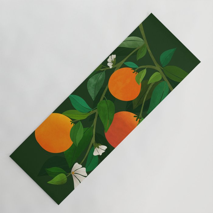 Oranges and Blossoms Botanical Illustration Yoga Mat