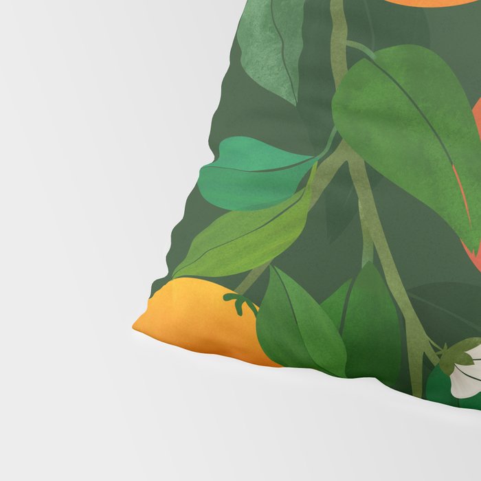 Oranges and Blossoms Botanical Illustration Pillow Sham Gallery Image 4