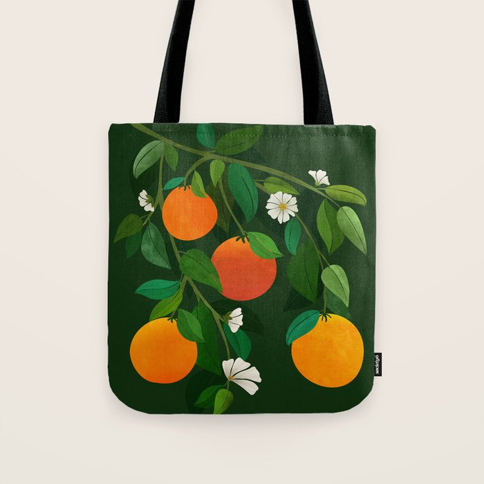 Oranges and Blossoms Botanical Illustration Tote Bag Gallery Image 1