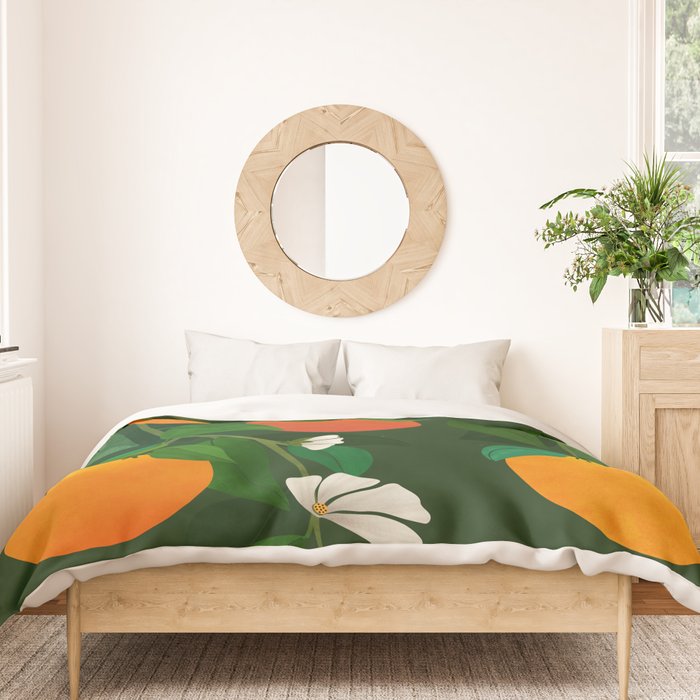 Oranges and Blossoms Botanical Illustration Duvet Cover Gallery Image 3