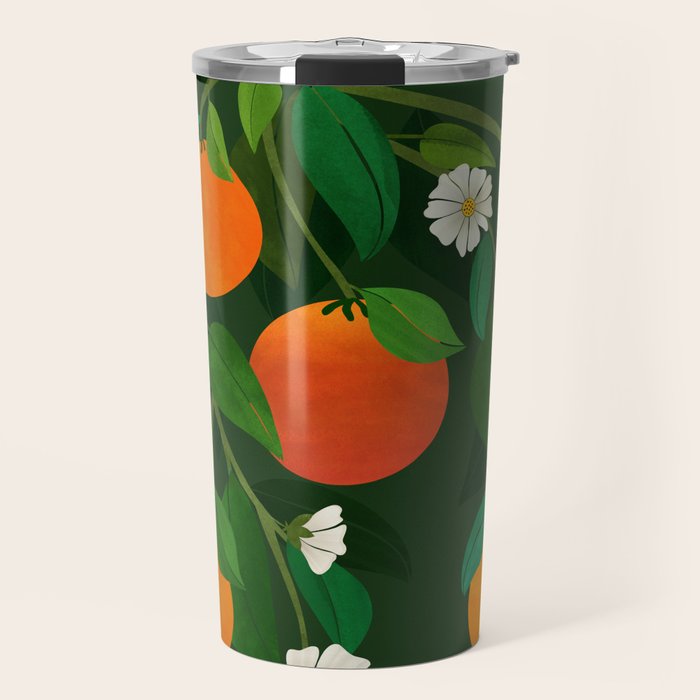 Oranges and Blossoms Botanical Illustration Travel Mug Gallery Image 1