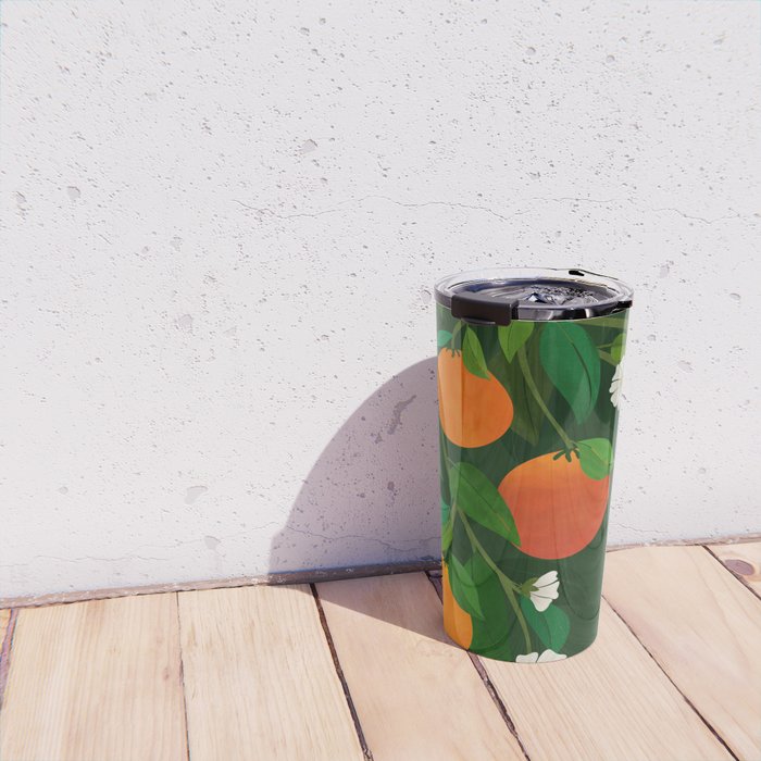 Oranges and Blossoms Botanical Illustration Travel Mug Gallery Image 4