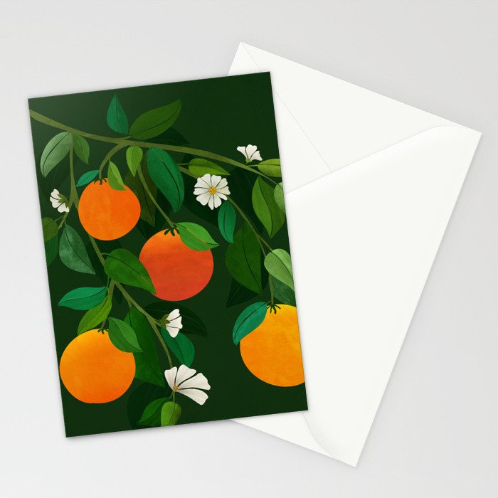 Oranges and Blossoms Botanical Illustration Stationery Card Gallery Image 2