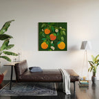 Oranges and Blossoms Botanical Illustration Wood Wall Art Gallery Image 2