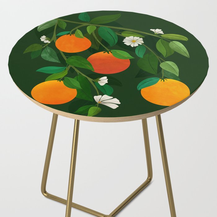 Oranges and Blossoms Botanical Illustration Side Table Gallery Image 2