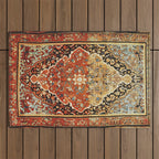 Burnt Orange Medallion Tabriz Rug Print Outdoor Rug Gallery Image 1