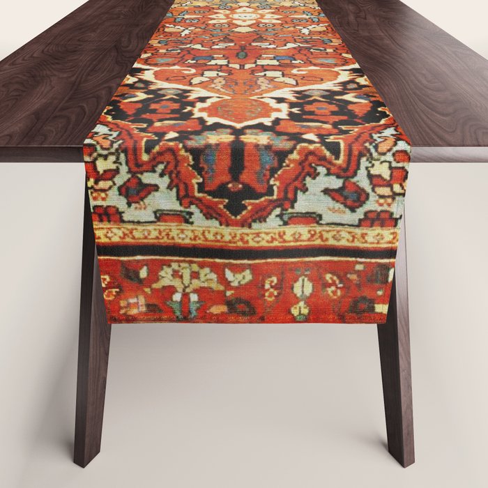 Burnt Orange Medallion Tabriz Rug Print Table Runner Gallery Image 1