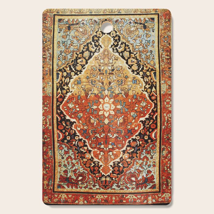 Burnt Orange Medallion Tabriz Rug Print Cutting Board Gallery Image 1
