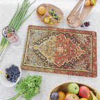 Burnt Orange Medallion Tabriz Rug Print Cutting Board Gallery Image 2
