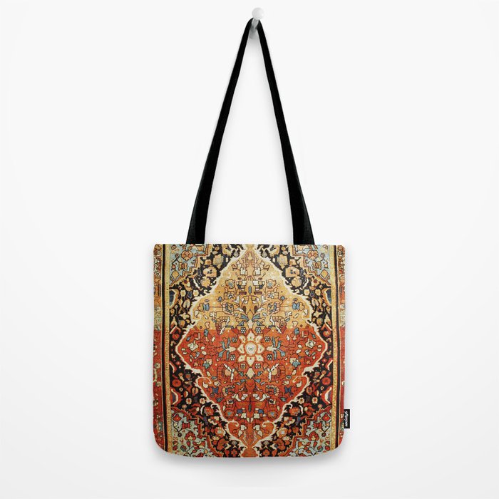 Burnt Orange Medallion Tabriz Rug Print Tote Bag Gallery Image 2