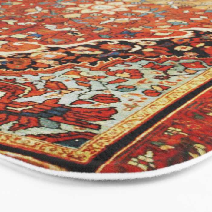 Burnt Orange Medallion Tabriz Rug Print Bath Mat Gallery Image 3