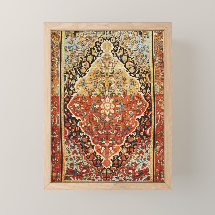 Burnt Orange Medallion Tabriz Rug Print Mini Art Print Gallery Image 1