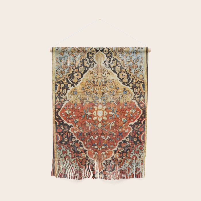 Burnt Orange Medallion Tabriz Rug Print Wall Hanging Gallery Image 1