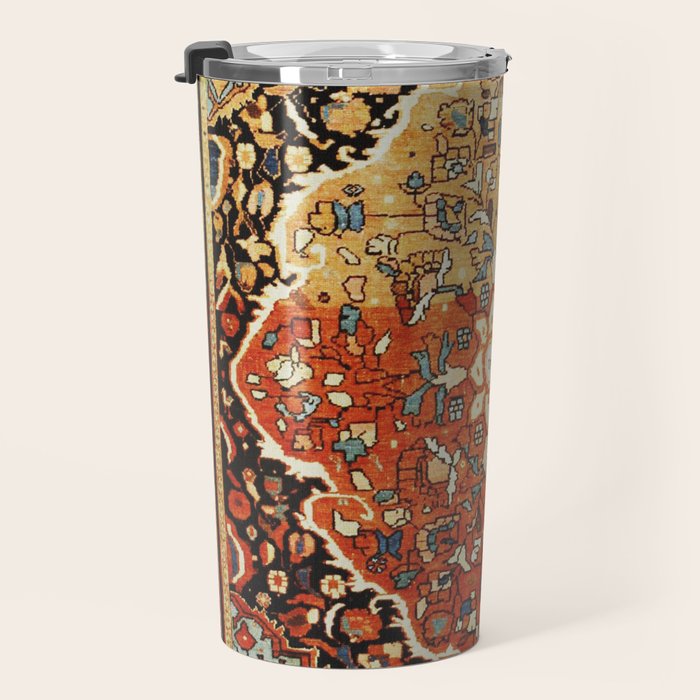 Burnt Orange Medallion Tabriz Rug Print Travel Mug Gallery Image 3