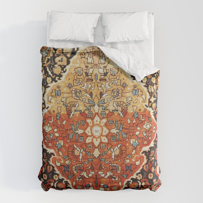 Burnt Orange Medallion Tabriz Rug Print Duvet Cover Gallery Image 6