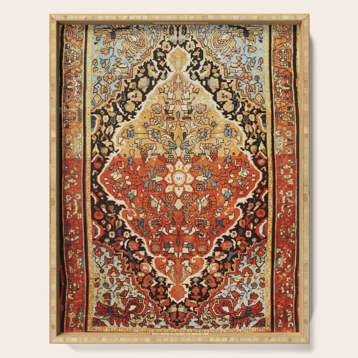 Burnt Orange Medallion Tabriz Rug Print Serving Tray Gallery Image 1