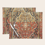 Burnt Orange Medallion Tabriz Rug Print Placemat Gallery Image 1