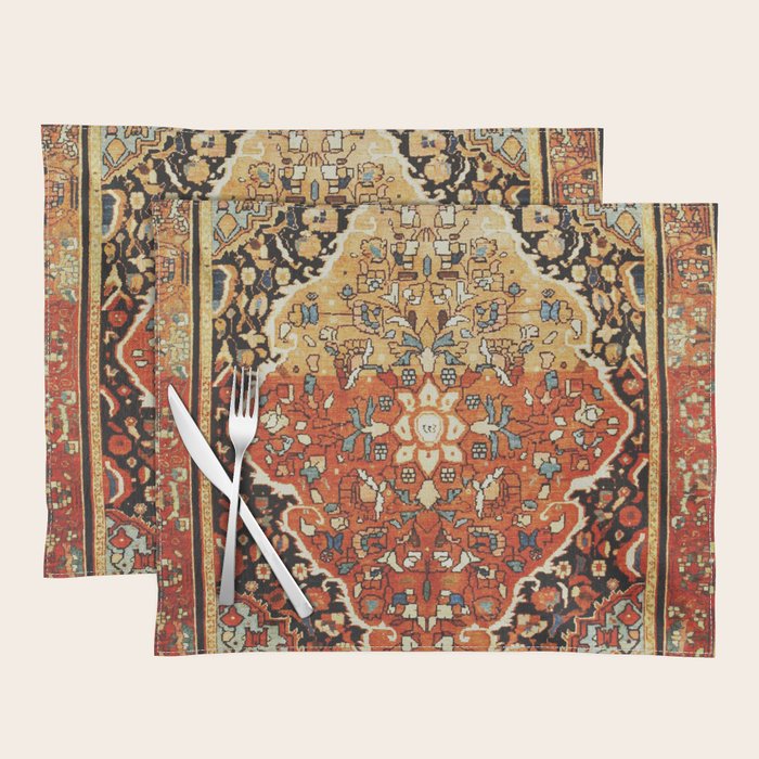 Burnt Orange Medallion Tabriz Rug Print Placemat Gallery Image 1