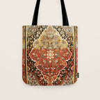 Burnt Orange Medallion Tabriz Rug Print Tote Bag Gallery Image 1